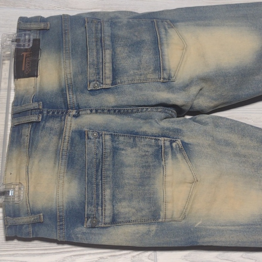 Distressed Copper Rivet Skinny Jeans - Picture 8 of 16